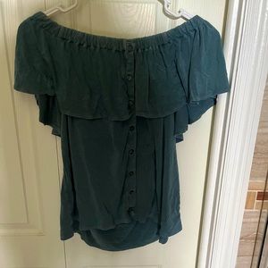 This is a bluish/greenish off the shoulder top.